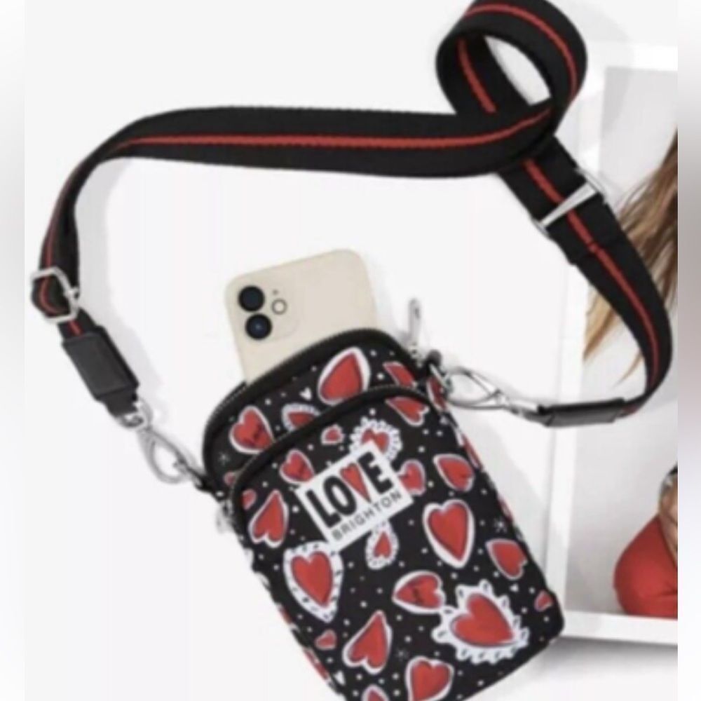 Brighton Love Heart Phone/wallet  Bag - Black and Red